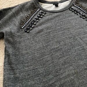 J Crew Gray Jeweled Sweatshirt Size (Medium)
